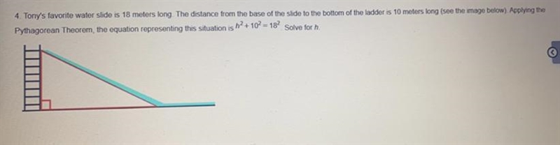 Tony's favorite water slide is 18 meters long. The distance from the base of the slide-example-1