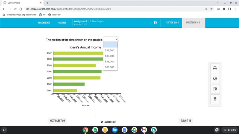 The median of the data shown on the graph is-example-1