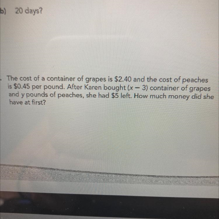 0. The cost of a container of grapes is $2.40 and the cost of peaches is $0.45 per-example-1