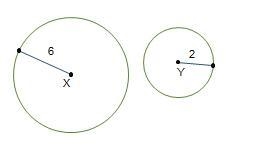 Circle X with a radius of 6 units and circle Y with a radius of 2 units are shown-example-1