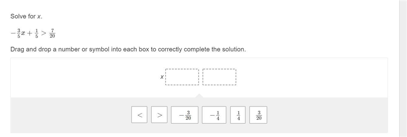 HELP Pls Solve for x. −35x+15>720 Drag and drop a number or symbol into each box-example-1