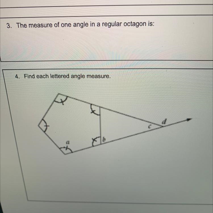 How do I find b,c and d? A is 108°-example-1