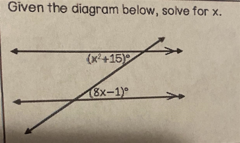 Given the diagram below solve for x-example-1