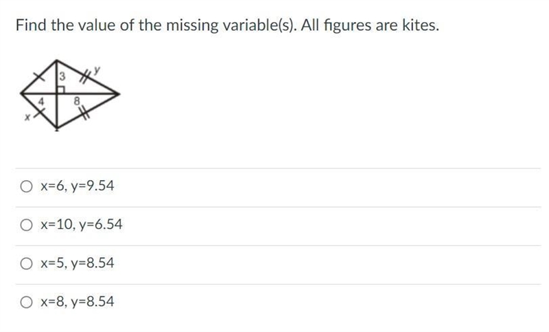 Find the value of the missing variable(s). All figures are kites. (please don't leave-example-1