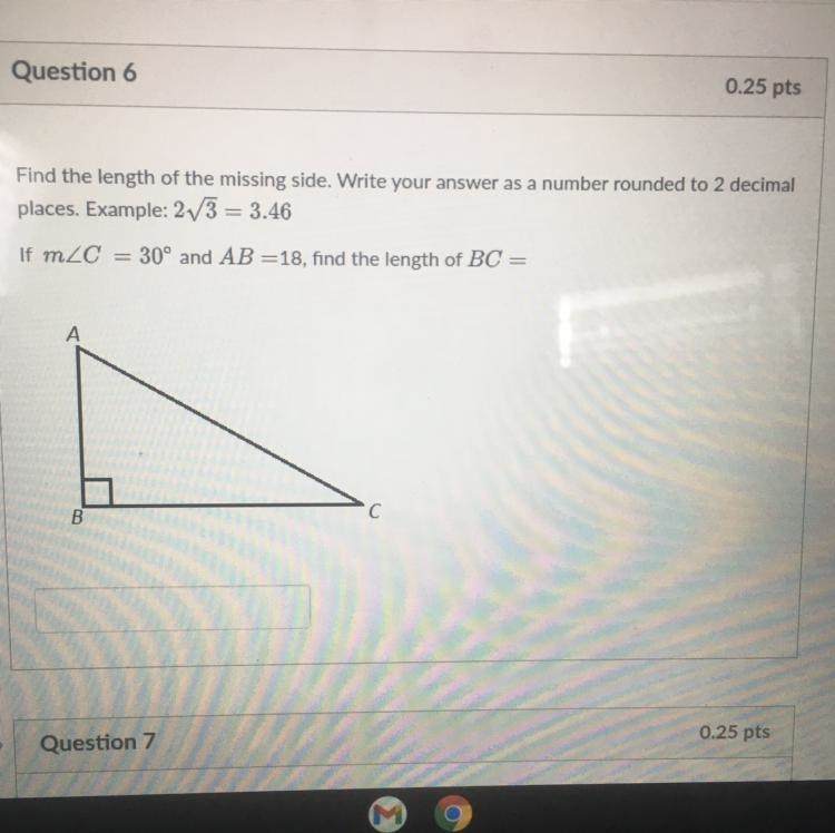 Find the length of the missing side. Write your answer as a number rounded to 2 decimal-example-1