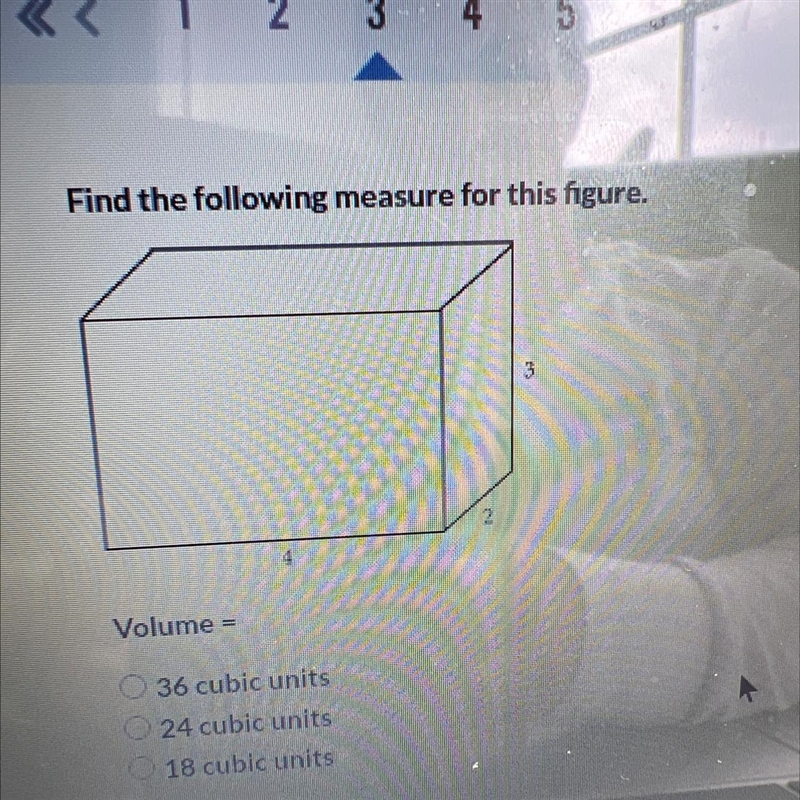 Find the following measure for this figure. Volume= 36 square units 24 square units-example-1