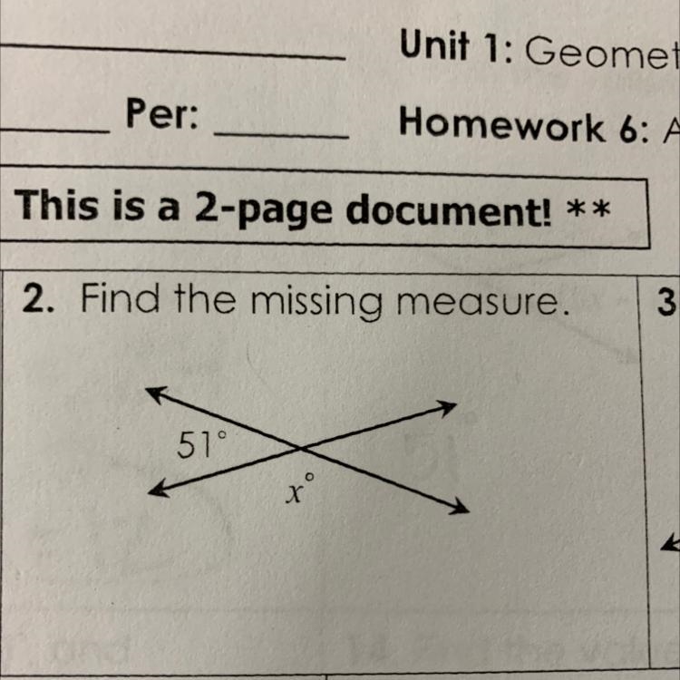 Find the missing measure. 50° x°-example-1