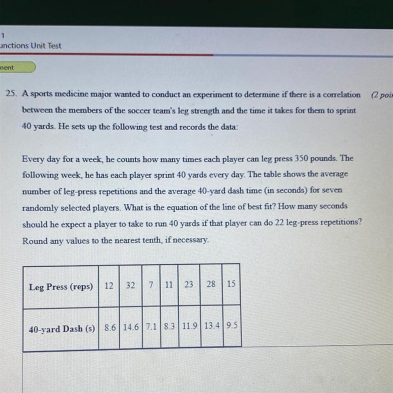 A sports medicine major wanted to conduct anexperiment to determine if there is a-example-1