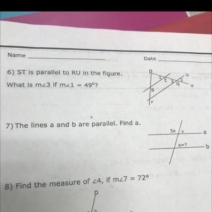 ST is parallel to RU in the figure. What is m<3 if m<1 =49-example-1