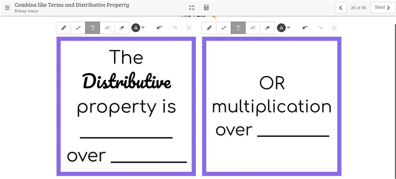 Combine like Terms and Distributive Property-example-1