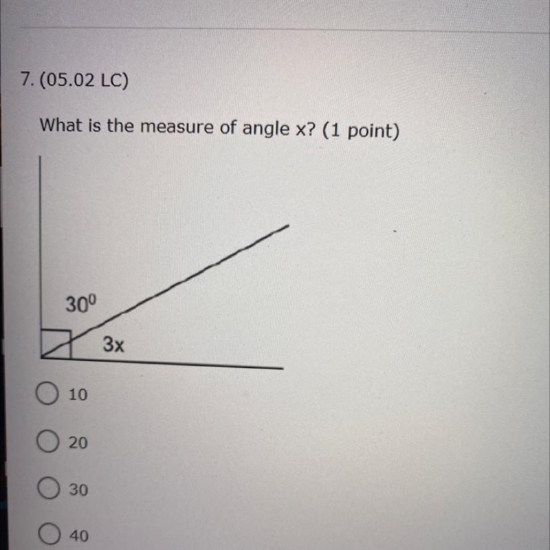 Help what is the measure of the angle x?-example-1