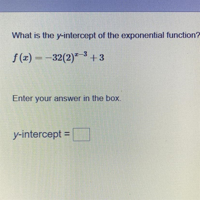 What is the y-intercept of the exponential function?-example-1