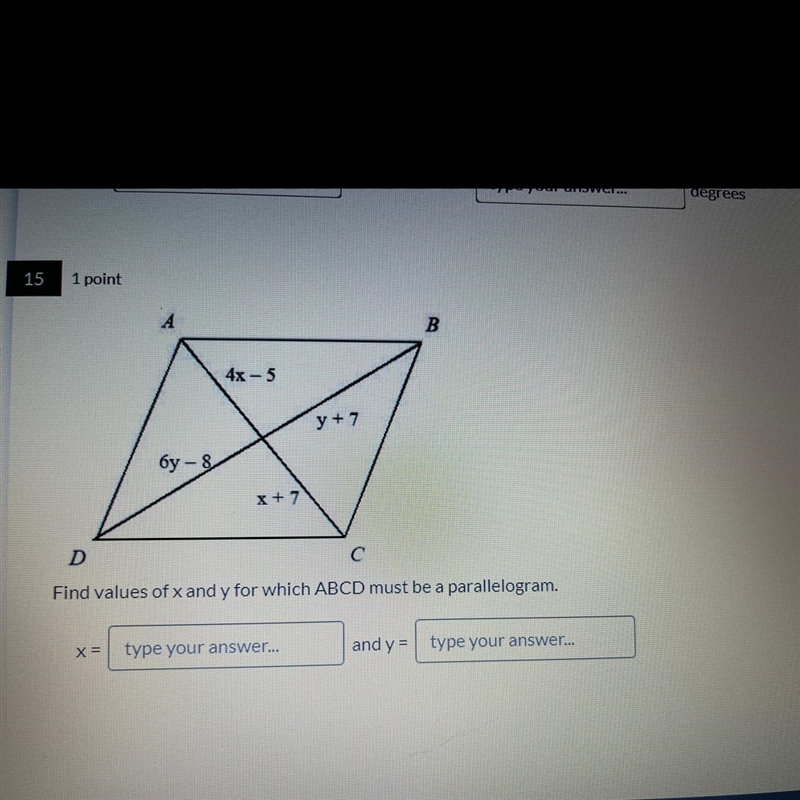 HELPPPP Find the values of x and y-example-1