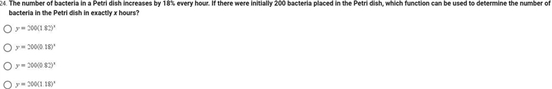 The number of bacteria in a Petri dish increases by 18% every hour. If there were-example-1