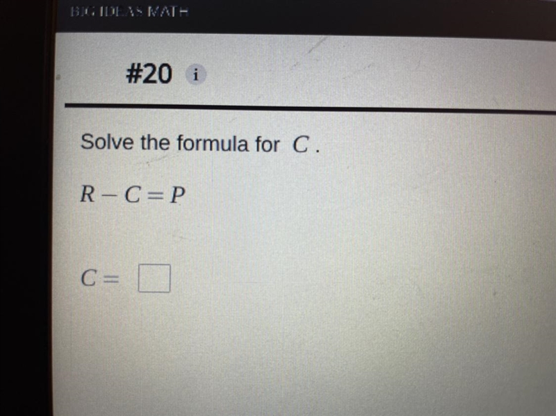 Solve the formula for C thx if u answer!!!-example-1