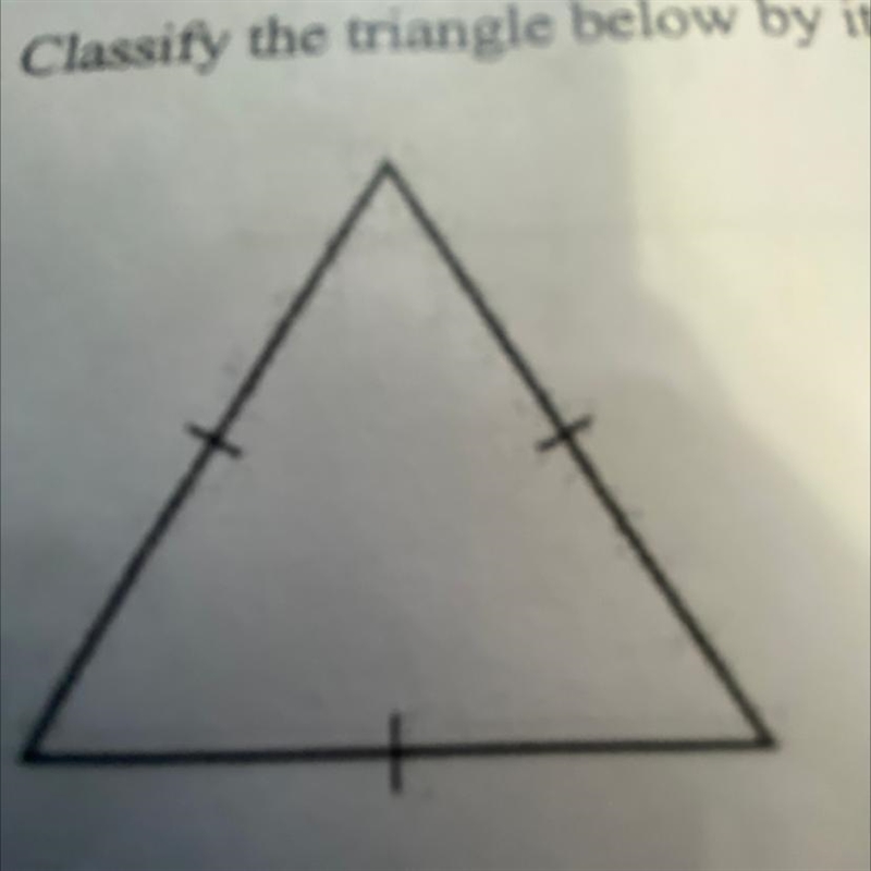 EASY POINTS Classify the triangle below by its angles and sides.-example-1