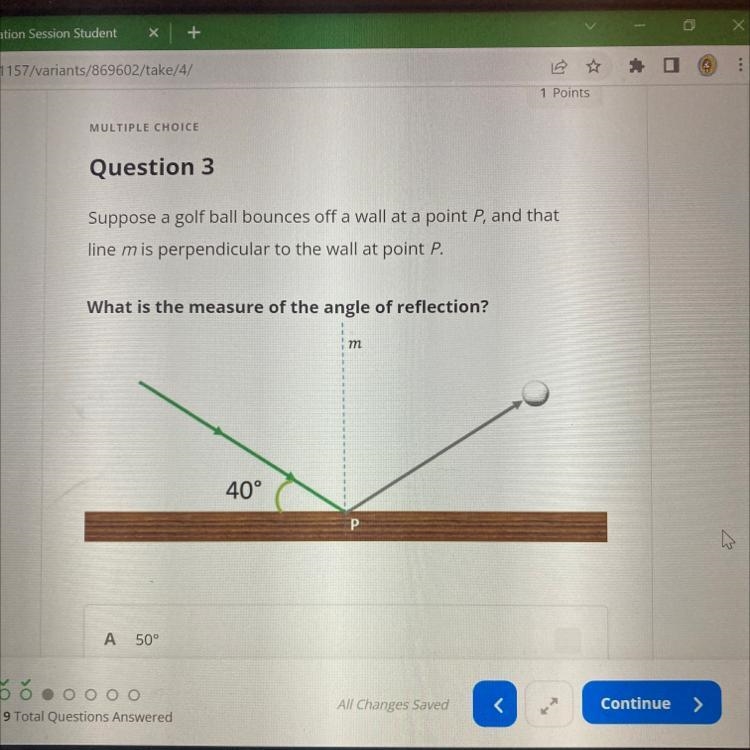 Suppose a golf ball bounces off a wall at a point P, and that line mis perpendicular-example-1