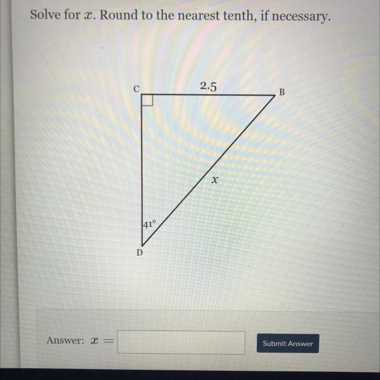 Solve for x round to the nearest tenth if necessary-example-1