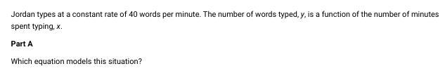 Jordan types at a constant rate of 40 words per minute. The number of words typed-example-1