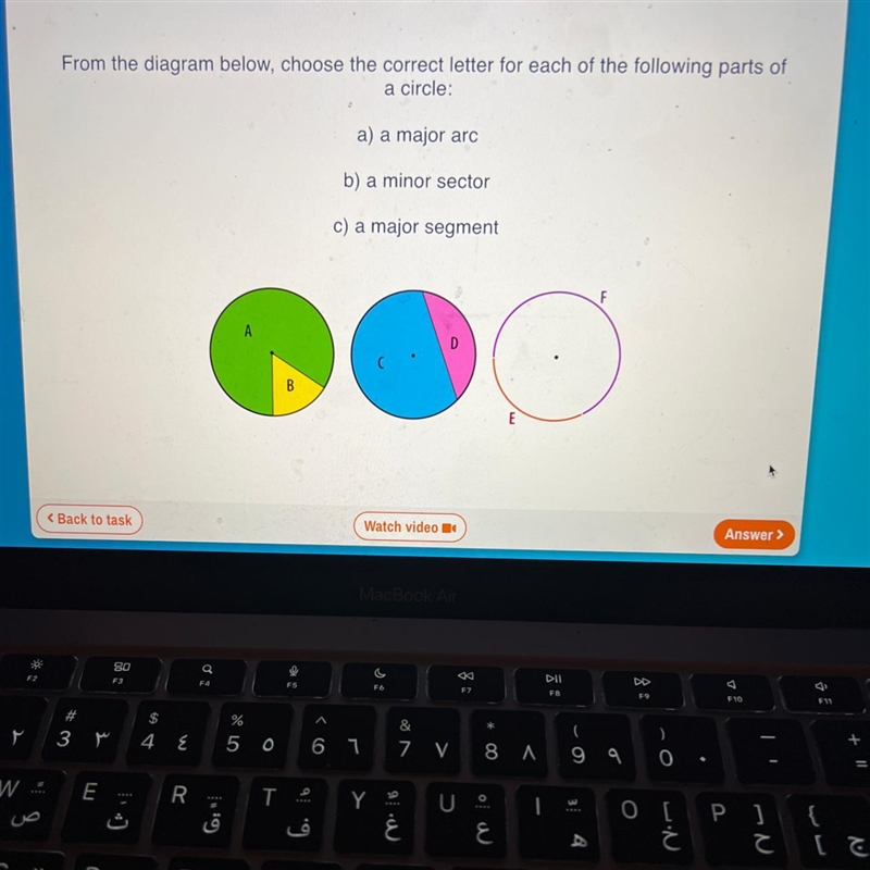 From the diagram below, choose the correct letter for each of the following parts-example-1