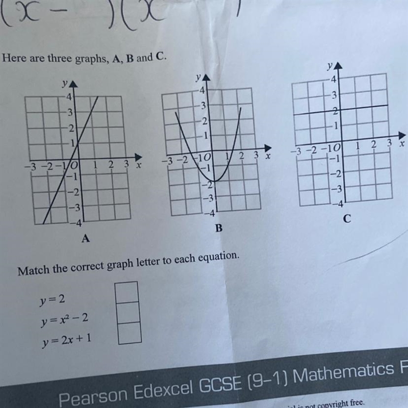 Match the correct graph letter to each equation-example-1