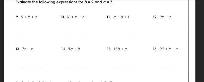 Evaluate the following expressions for b=2 and c=7-example-1