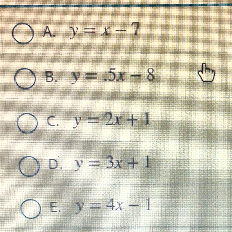 X _-2, -1, 1, 2Y_ -9, -5, 3,7find the equation that represents the table-example-1