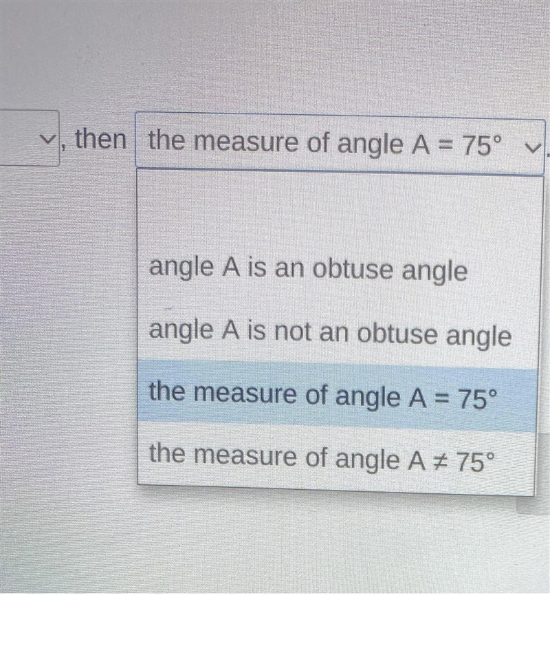 let p represenst "angke A is an obtuse angle" and q represent " the-example-2