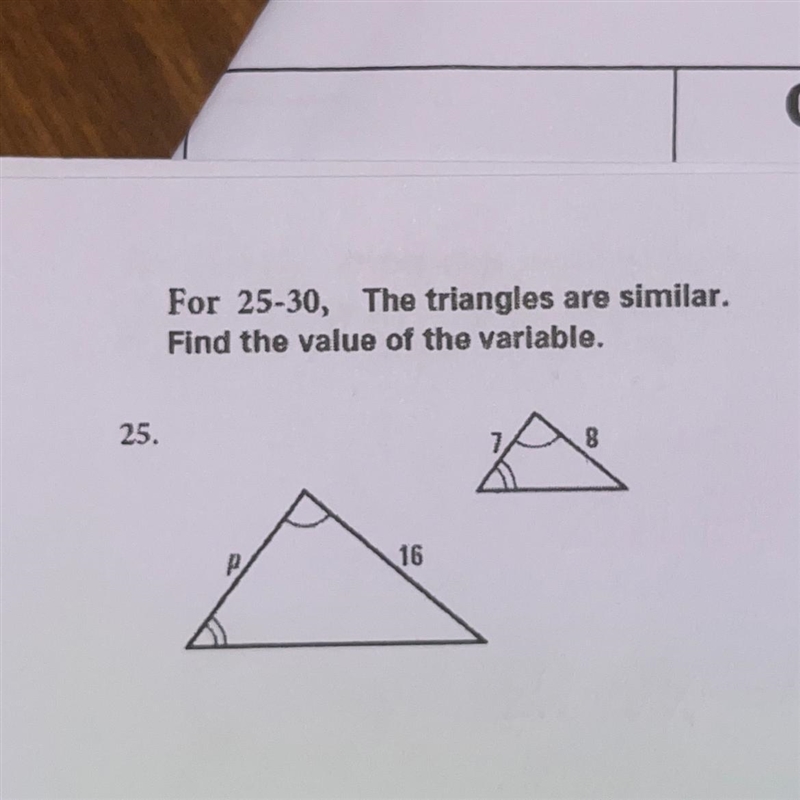 The triangles are similar. Find the value of the variable.-example-1