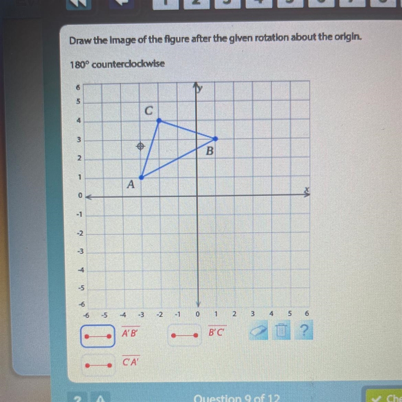 *POINTS!!!*Draw the image of the figure after the given rotation about the origin-example-1