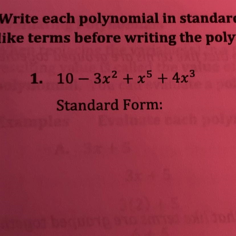 Write each polynomial in standard form. Then give the leading coefficient. You may-example-1