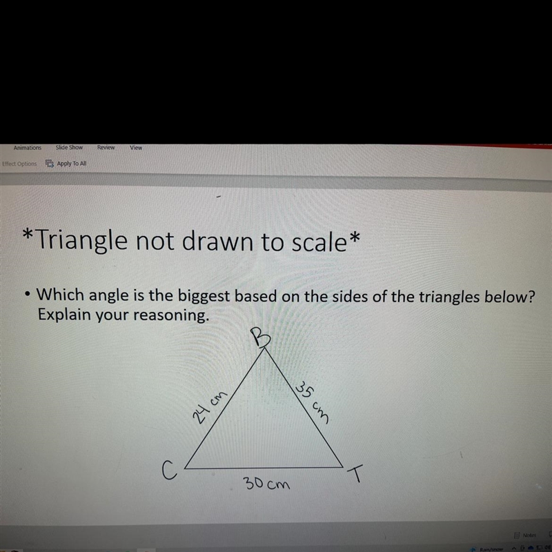 50 POINTS IF ANSWERED PLS!!!! Which angle is the biggest based on the sides of the-example-1