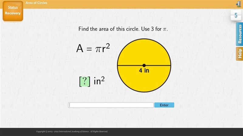 Find the area of this circle-example-1