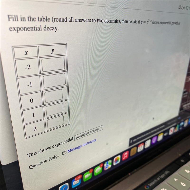 Fill in the table (round all answers to two decimals), then decide ilyexponential-example-1