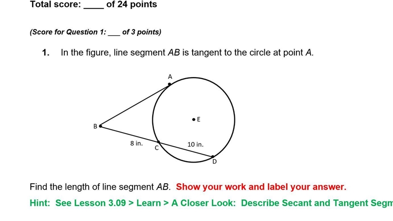 In the figure, line segment AB, is tangent to the circle at point A-example-1