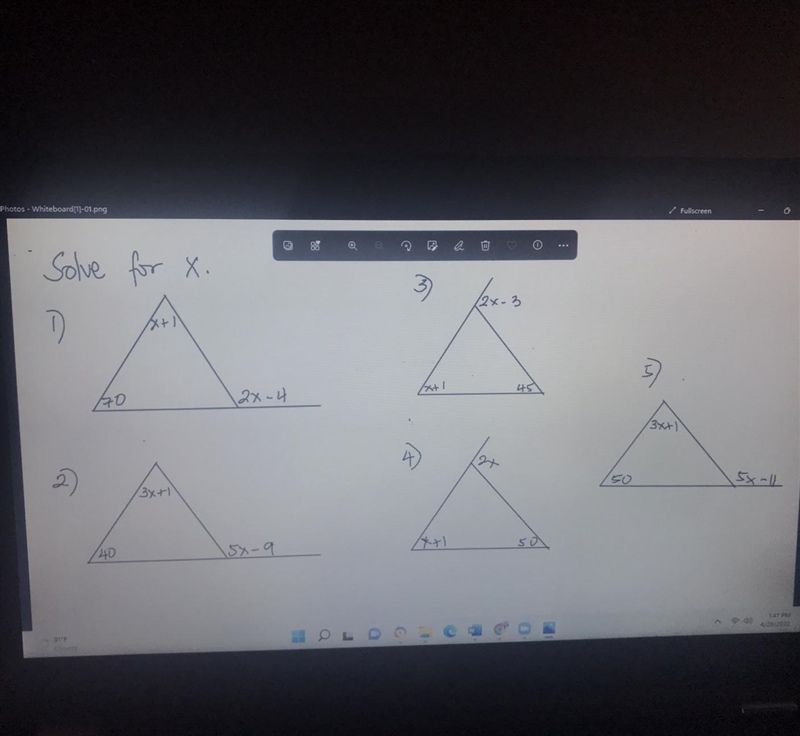 Find the missing exterior angles in triangle-example-1