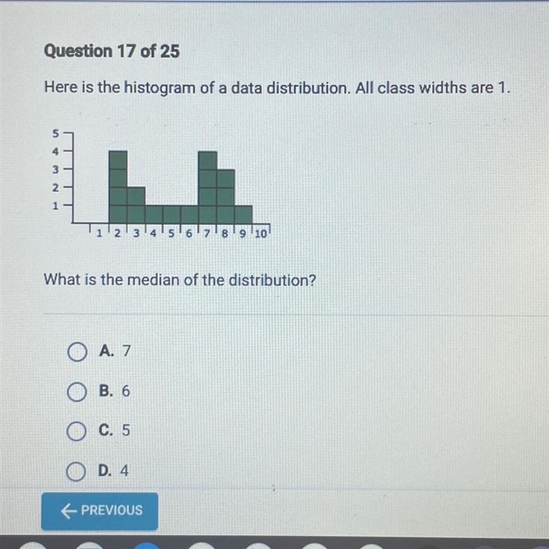 Here is the histogram of a data distribution. All class widths are 1. What is the-example-1