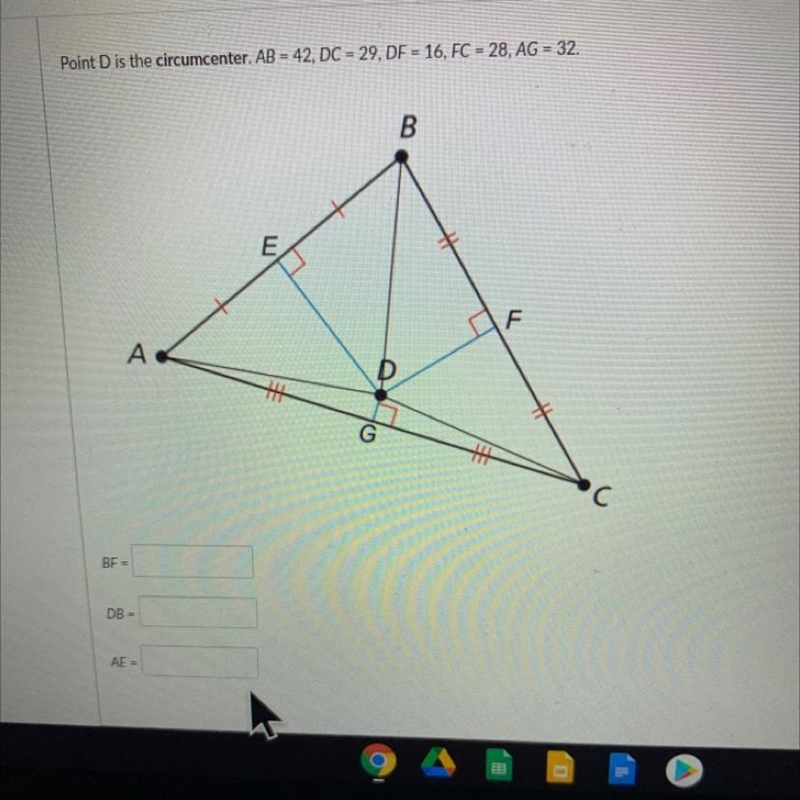 Point D is the circumcenter. (Read the top of the pic please)-example-1