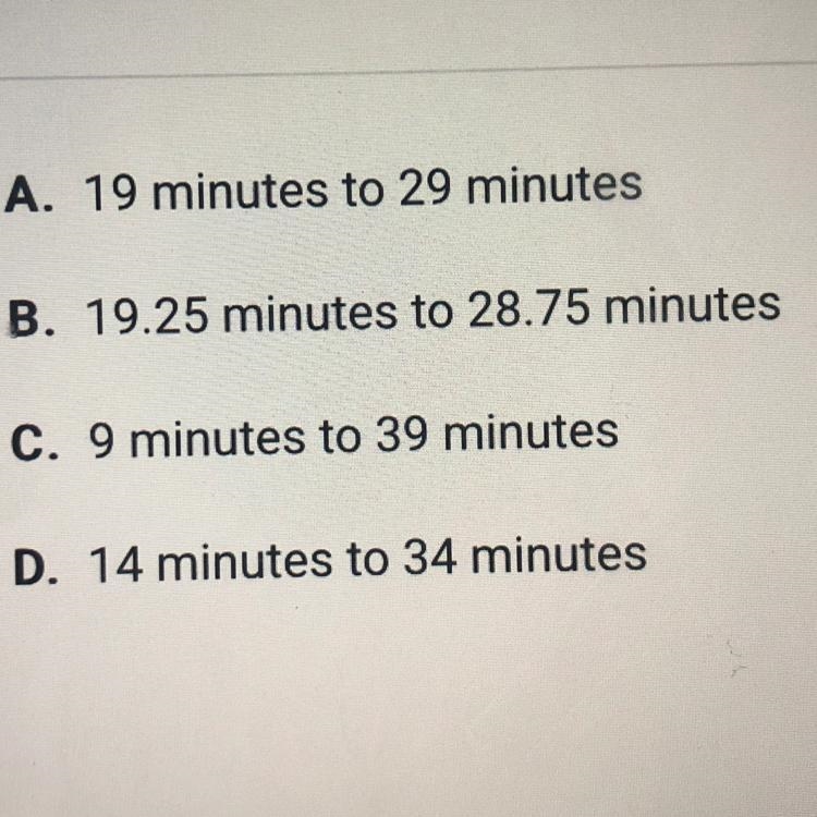 Suppose the commute times for employees of a large company follow anormal distribution-example-1