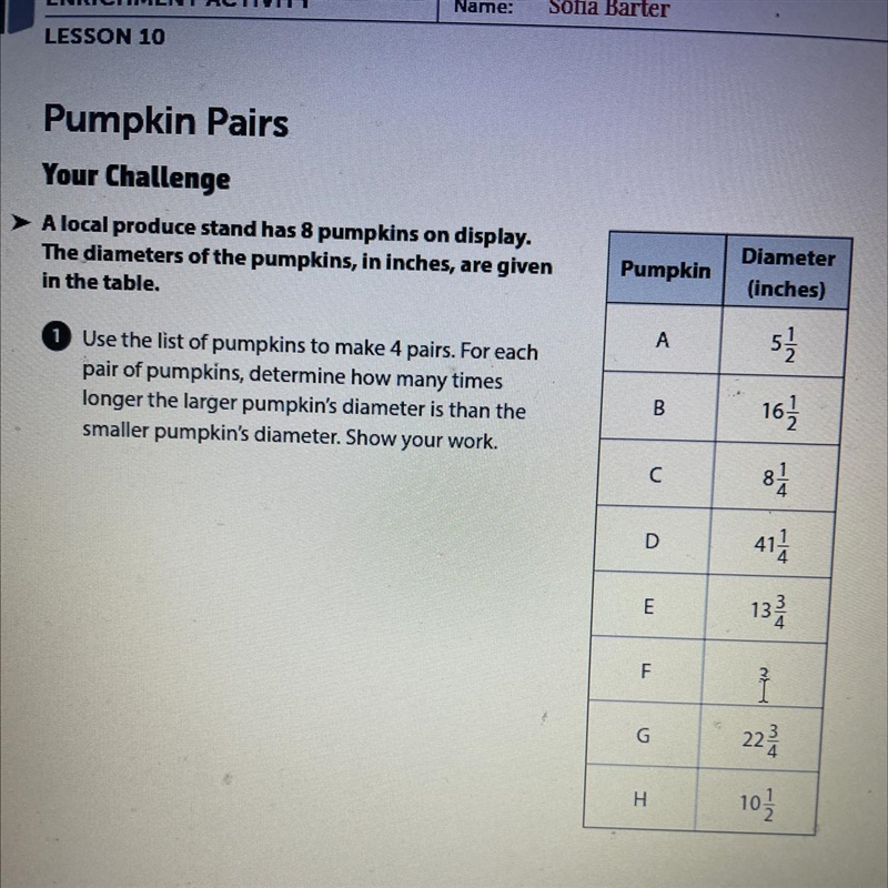 A local produce stand has eight pumpkins on display the diameters of the pumpkin in-example-1