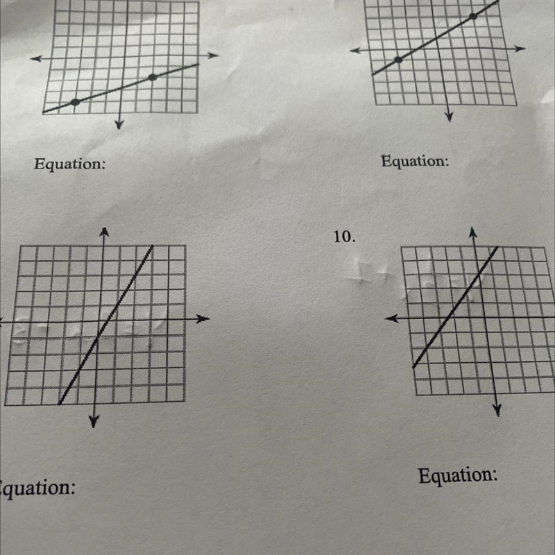 Please help!!! Find the equation for all 4!!! It needs to be Y=mx +b-example-1