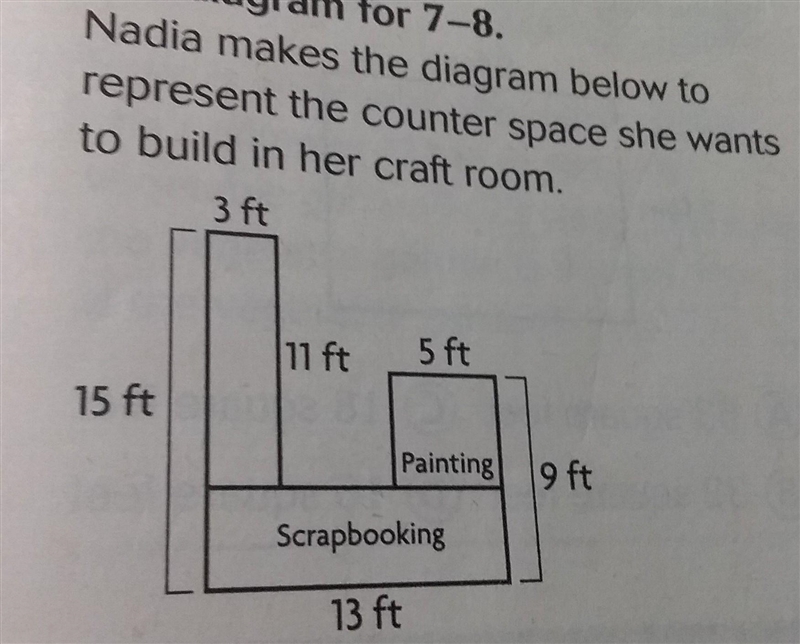 What is the area of the space that Nadia has shown for scrapbooking?​-example-1