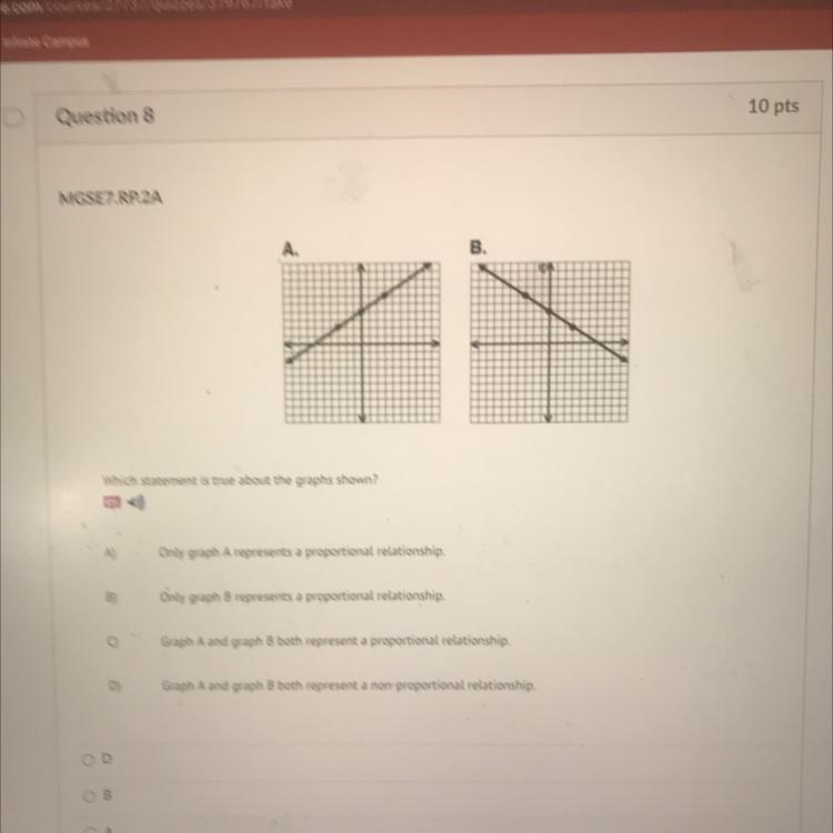 Which statement is true about the graphs shown Only graph A represents a proportional-example-1