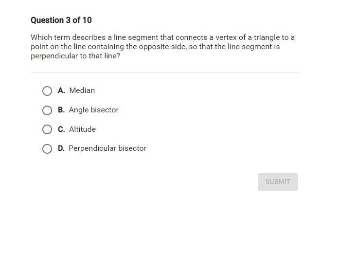 Which term describes a line segment that connects a vertex of a triangle to a point-example-1