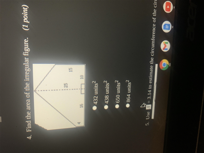 Find the area of the irregular figure.-example-1