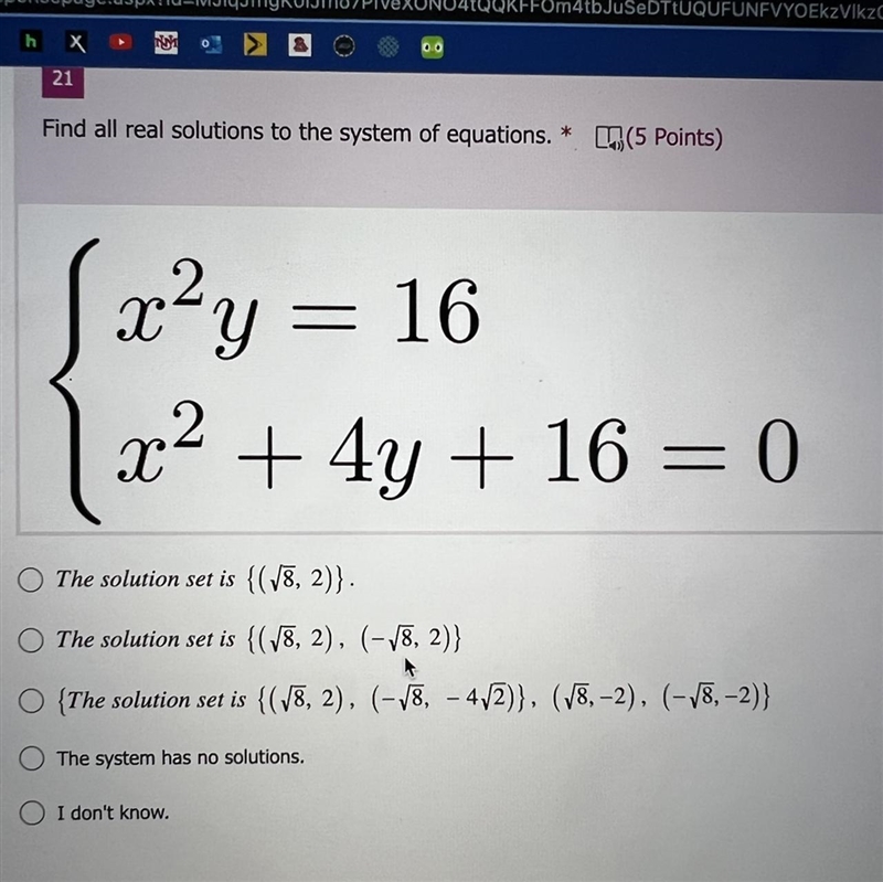 2. Find all real solutions to the system of equations. * (5 Points) √ x ³² y = - 16 2 x-example-1