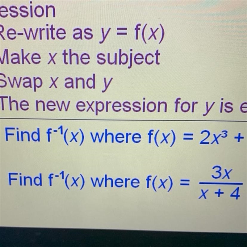 2) Find f-1(x) where f(x) = 3x/x+4-example-1