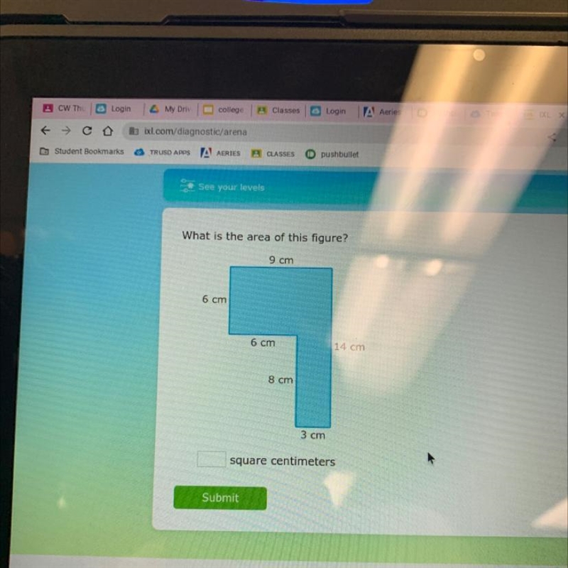 What is the square centimeters of a figure with 9cm 6cm 6cm 8cm 3cm 14cm-example-1