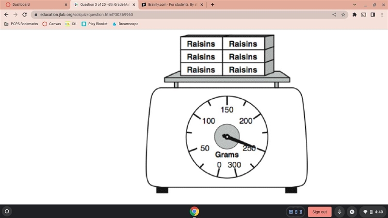 Which is closest to the weight of 1 raisin box? 250 grams 84 grams 125 grams 42 grams-example-1