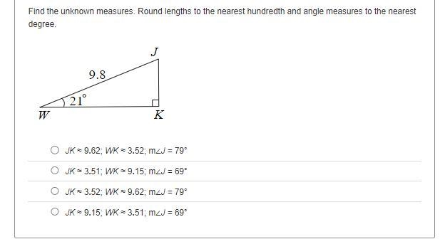 HELP!! Find the unknown measures. Round lengths to the nearest hundredth and angle-example-1